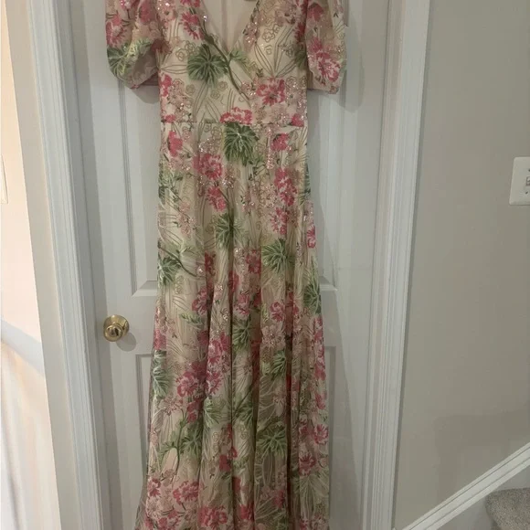 Jovani Floral V-Neck Formal Gown - Picture 3 of 3